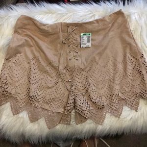 suede laser cut out short